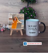Halaya Hediye Fotoğraflı Dekoratif Taş, Kupa Bardak Beyaz Hediye (Model 9)