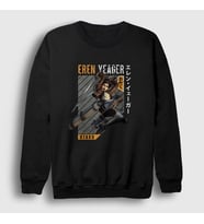 Presmono Unisex Bordo Eren Fan Anime Attack On Titan Sweatshirt 125538tt (Siyah)