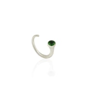 Kadir Jewellery 925 Ayar Gümüş Kaplama Zirkon Taşlı Ayarlanabilir Kadın Minimal Yüzük (Yeşil)