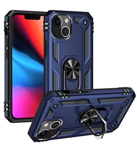 Uyumlu Model Apple iPhone 13 Kılıf Yüzüklü Zırh Tank Vega (Mavi)