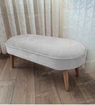 Ultra Lüks Oval Parrot Puf Ahşap Ayak (Beyaz)