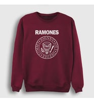 Presmono Unisex Beyaz Logo Ramones Sweatshirt 170032tt (Bordo)