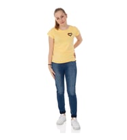 Toontoy  Kız Çocuk T-Shirt Kalp Nakışlı (Sarı)