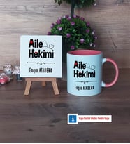 Aile Hekimi Dekoratif Taş, Kupa Bardak Kırmızı Hediye (Model 5)