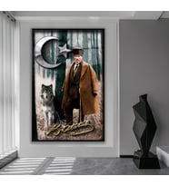 Metal Çerçeveli Atatürk Cam Tablo (Siyah)