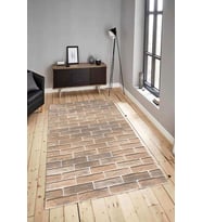 Dijital Baskılı Yıkanabilir Kaymaz Modern Renkli Salon Halısı Mutfak Halısı Yolluk ND-HY-899 (Kahverengi)