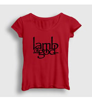 Presmono Kadın Sarı Logo Lamb Of God T-Shirt 94201tt (Kırmızı)