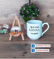 Kankaya Hediye Kupa Bardak Beyaz ve Fotoğraflı Ahşap Anahtarlık Hediye (Model 5)