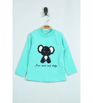 Toontoy Kız Bebek Panda Nakışlı T-Shirt (Mint Yeşili)