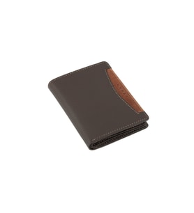 Hakiki Deri Dikey Unisex Çift Renkli Cüzdan (Taba-Kahve)