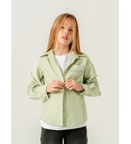 Kız Çocuk Cep Dantelli Gömlek T-Shirt İkili Takım 1803 (Yeşil)