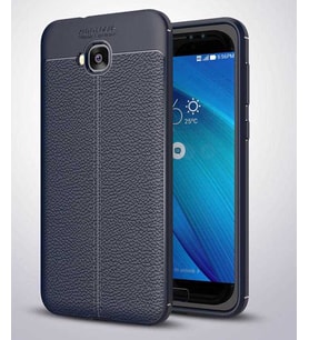 Asus Zenfone 4 Selfie ZD553KL Kılıf Deri Tarzı Niss Silikon Case (Lacivert)