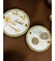 Spark Gold Epoksi Söz Nişan Tepsisi (Bordo)