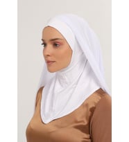 Hazır Lüks Pratik Hijablı  Şifon Şal (Beyaz)