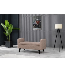 Toffet Bench Puf - Modern, Fonksiyonel ve Konforlu Kollu Bazalı Yüksek Ayaklı (Kahverengi)