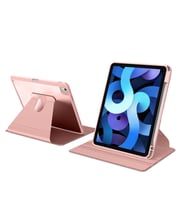 Apple iPad Air 11inç M2/M3 2025-2024 Kılıf Şeffaf Dönebilen Kalem Bölmeli (Pembe)