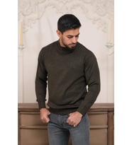 Woolen World Balıkçı Yaka Kalın Yünlü Erkek Triko Kazak (Kahverengi)