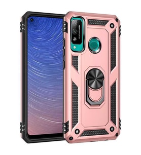 Huawei P40 Lite E Kılıf Yüzüklü Zırh Tank Vega (Rose)