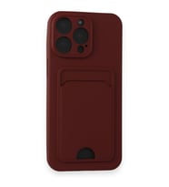 IPHONE 14 PRO MAX UYUMLU KELVİN KARTVİZİTLİ SİLİKON KILIF (Bordo)