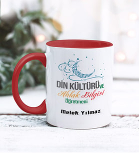 Din Kültürü Öğretmeni Tasarımlı Kişiye Özel Kupa Bardak (Kırmızı)
