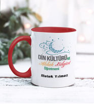 Din Kültürü Öğretmeni Tasarımlı Kişiye Özel Kupa Bardak (Kırmızı)