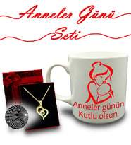 Anneler Gününe Özel Kupa & Kalp Detaylı Eros Kolye Hediye Seti (Model 2)