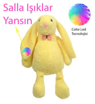 45 cm Kulakları LED IŞIKLI,  Peluş Uyku ve Oyun Arkadaşı Uzun Kulak Bunny Pelüş Tavşan 45 cm (Sarı)