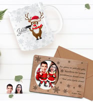 BK Gift Kişiye Özel Mutlu Yıllar Kupa Bardak ve Retro Ahşap Yılbaşı Tebrik Kartı Hediye Seti-5 (Siyah)