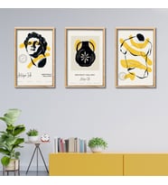 3'lü Ahşap Lamine Çerçeveli Mdf Tablo Modern Antik Heykel (Ahşap)