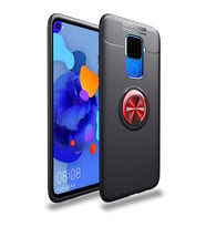 Huawei Mate 30 Lite Kılıf Yüzüklü Magnetli Ravel Case (Siyah-Kırmızı)