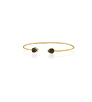 Kadir Jewellery 22 Ayar Altın Kaplama El İşçiliği Zirkon Taşlı Kadın Charm Bileklik (Siyah)