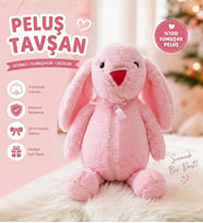 Oyun ve Uyku Arkadaşım PAPYONLU Uzun Kulak Bunny Peluş Tavşan 65 cm Pelüş tavşan (Pembe)