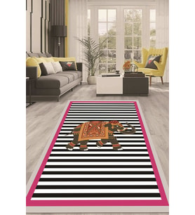Dijital Kaymaz Taban Yıkanabilir Modern Renkli Salon Halısı Mutfak Halısı Yolluk ND-HT-606 (Çok Renkli)