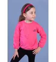 Toontoy Kız Çocuk Nakışlı Büzgü Detaylı Sweatshirt (Fuşya)