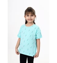Toontoy Kız Çocuk Baskılı Tişört (Mint Yeşili)