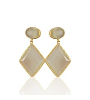 Kadir Jewellery 22 Ayar Altın Kaplama Kadın Sallantılı Küpe -El İşçiliği Ve Hipoalerjenik Küpe (Beyaz)