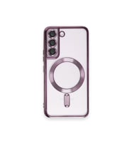 Samsun Galaxy S23 Kılıf Kamera Lens Korumalı Renkli Magsafe Şeffaf Kapak (Mor)