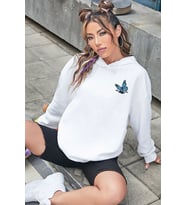 Unisex Kelebek Sırt Baskılı Sweatshirt (A.Beyaz)