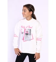 Toontoy Kız Çocuk Baskılı Taş İşlemeli Balıkçı Yaka Sweatshirt (Ekru)