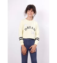 Toontoy Kız Çocuk Yıldızlı Dream Baskılı Sweatshirt (Sarı)
