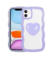 Apple iPhone 11 Kılıf Kalp Figürlü Pop Soketli Koruma Silikon (Mor)