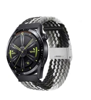 Xiaomi Watch S1 -S1 Active -Mi Watch -Watch Color 22mm Uyumlu Metal Klips Solo Fiberlink Örgü Kordon (Siyah Beyaz)