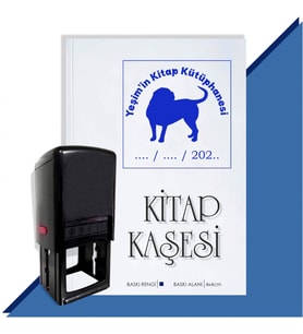 Kişiye Özel Köpek Silüet 29 Tarihli Otomatik Kitap Kaşesi (Mavi)