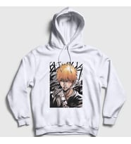 Presmono Unisex Beyaz Ichigo Anime Bleach Kapüşonlu Sweatshirt 127629tt (Beyaz)