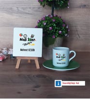Mali İşler Müdürü Dekoratif Taş, Türk Kahvesi Fincanı Kırmızı İsme Özel Hediye (Model 7)
