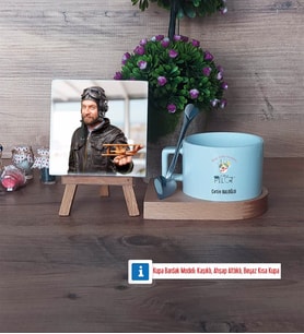 Pilot Fotoğraflı Dekoratif Taş, Kupa Bardak Beyaz Hediye (Model 8)