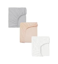 3 Adet 65 x 95 x 10 cm Anne Yanı Lastikli Penye Kumaş Bebek Çarşafı (Gri-Beyaz)