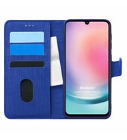 Microsonic Samsung Galaxy A24 Kılıf Fabric Book Wallet Siyah (Lacivert)