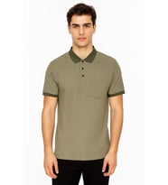 Erkek Polo Yaka Jakarlı Tişört BGL-ST00535 (Haki)