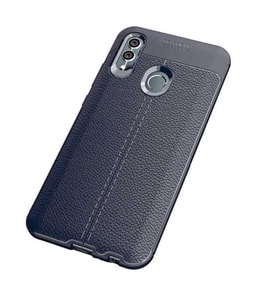 Huawei P Smart 2019 Kılıf Deri Tarzı Niss Silikon Case (Lacivert)